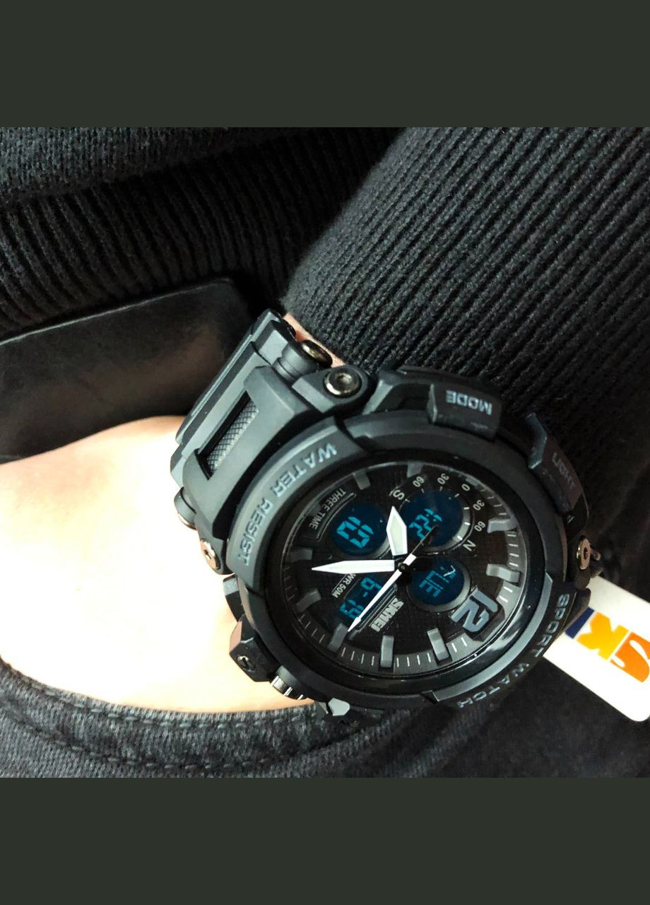 Годинник наручний чоловічий SKMEI 1343BK BLACK, годинник тактичний протиударний. Колір: чорний No Brand (359475184)