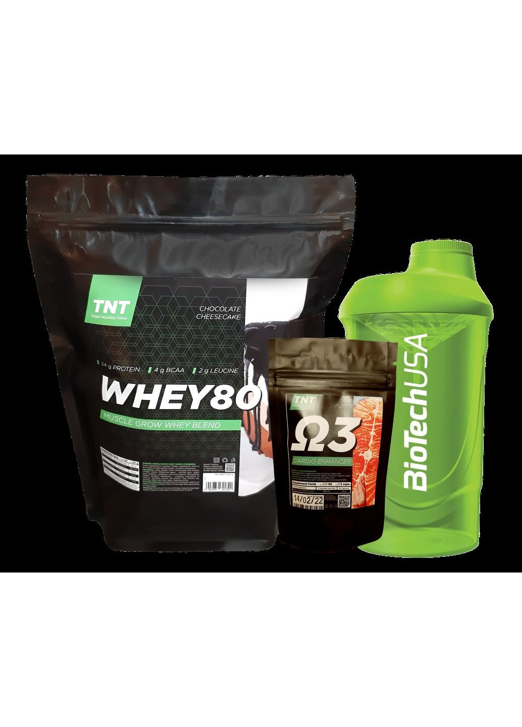 Протеїн Whey 80 з Амінокислотами в складі, смак шоколадний чізкейк 2 кг + Омега 3 + Шейкер TNT (369954104)