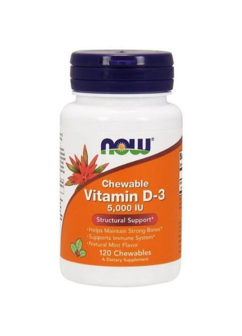 Chewable Vitamin D-3, 5000 IU 120 Chewables Natural Mint Flavor NOW-00358 Now Foods (362419252)
