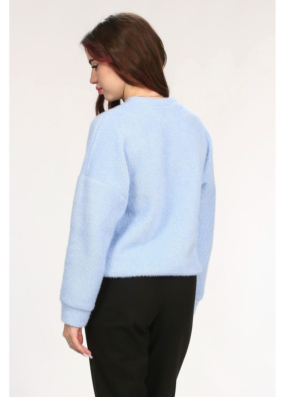 Блакитний світшот жіночий 017 ангора альпака блакитний Актуаль (371141529)