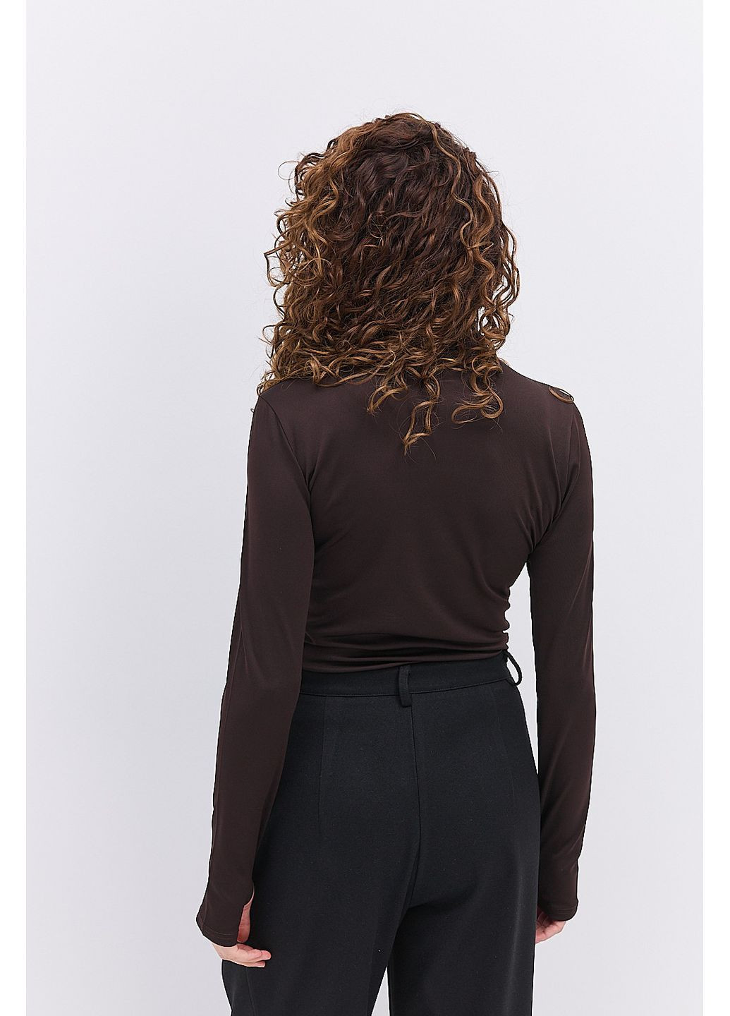 Лонгслив с воротником-стойкой и вырезом для пальчика бежевый с узором под зебру Arjen (364967500)