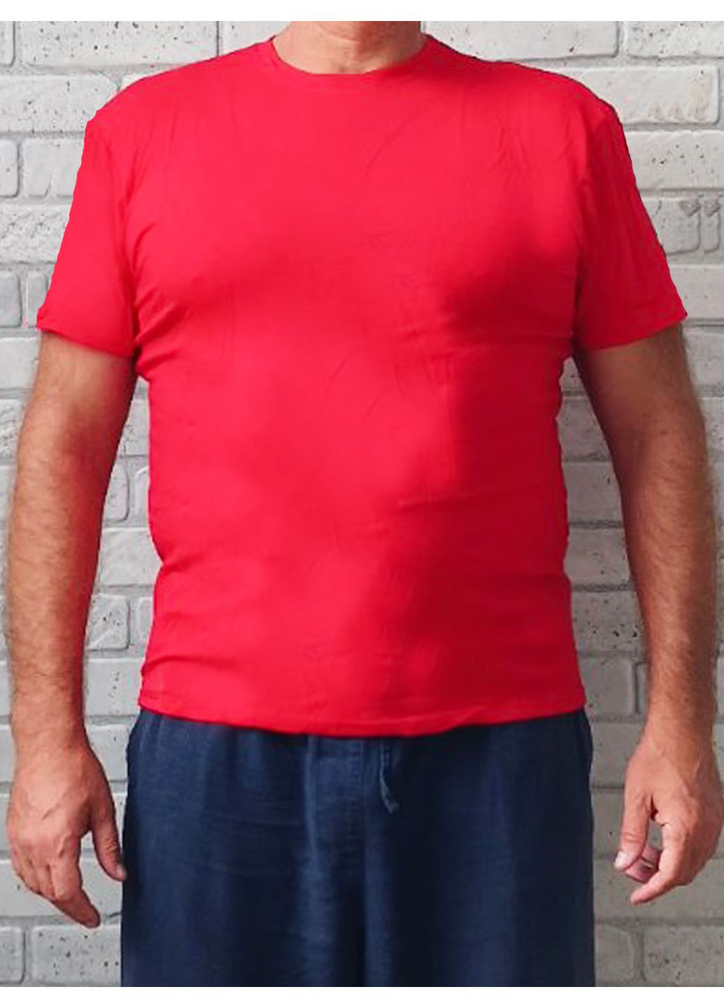 Красная синяя летняя футболка мужская базовая с коротким рукавом No Brand