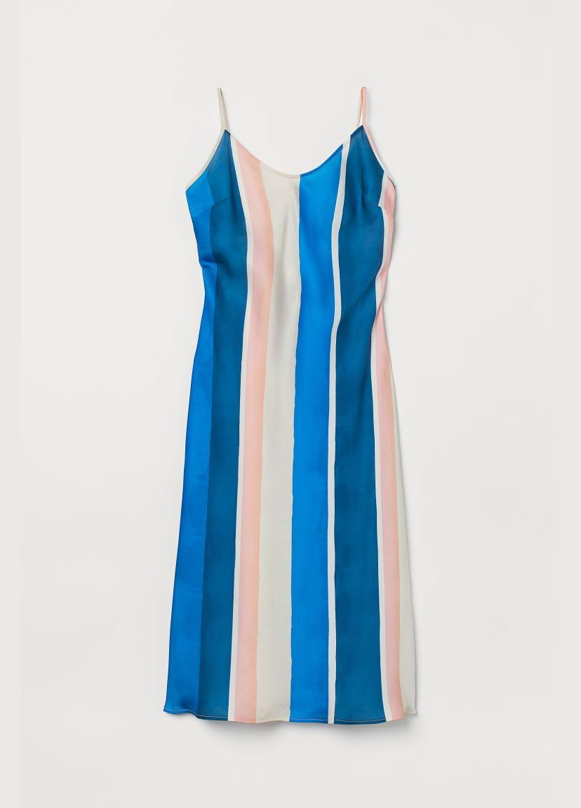 Синее повседневный платье H&M в полоску