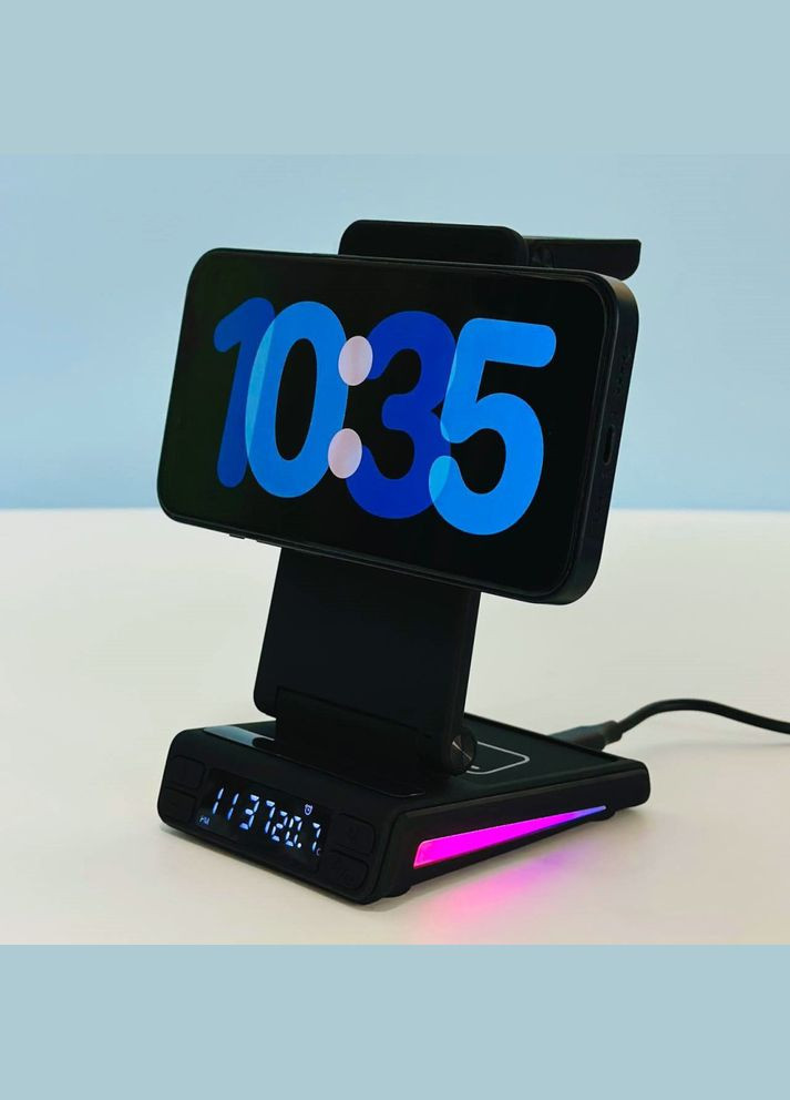 Настільна безпровідна зарядка 5в1 MagSafe для iPhone,, iWatch, Airpods XZY-18 Чорний 48615 Samsung (337350740)