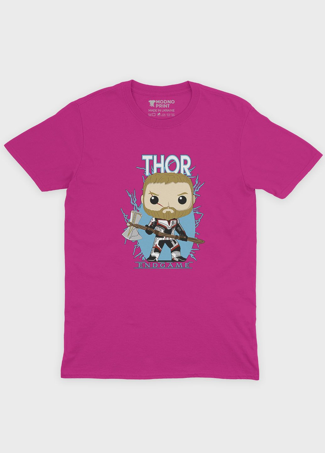 Розовая демисезонная футболка для мальчика с принтом супергероя - тор (ts001-1-fuxj-006-024-004-b) Modno