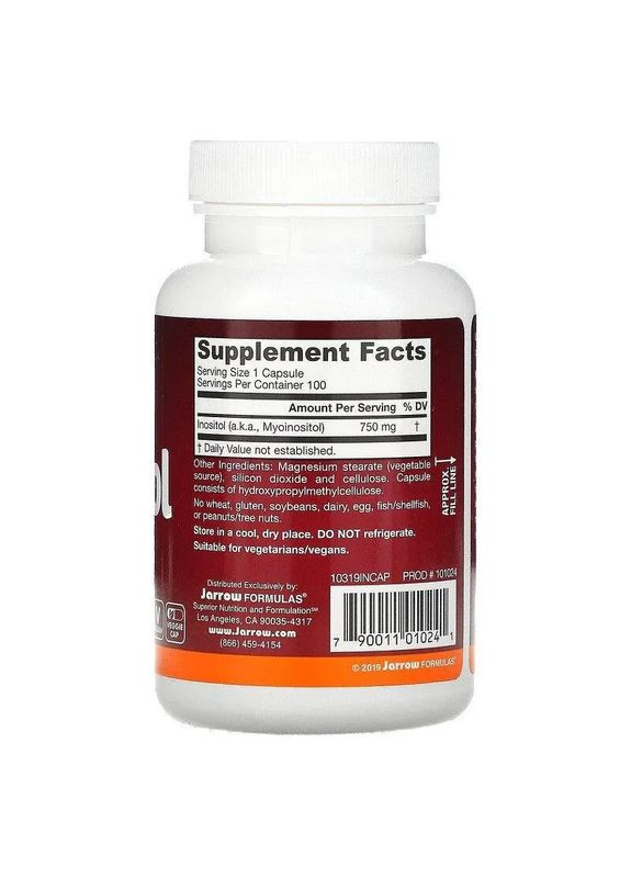 Інозитол, 750 мг,, 100 капсул Jarrow Formulas (361114556)