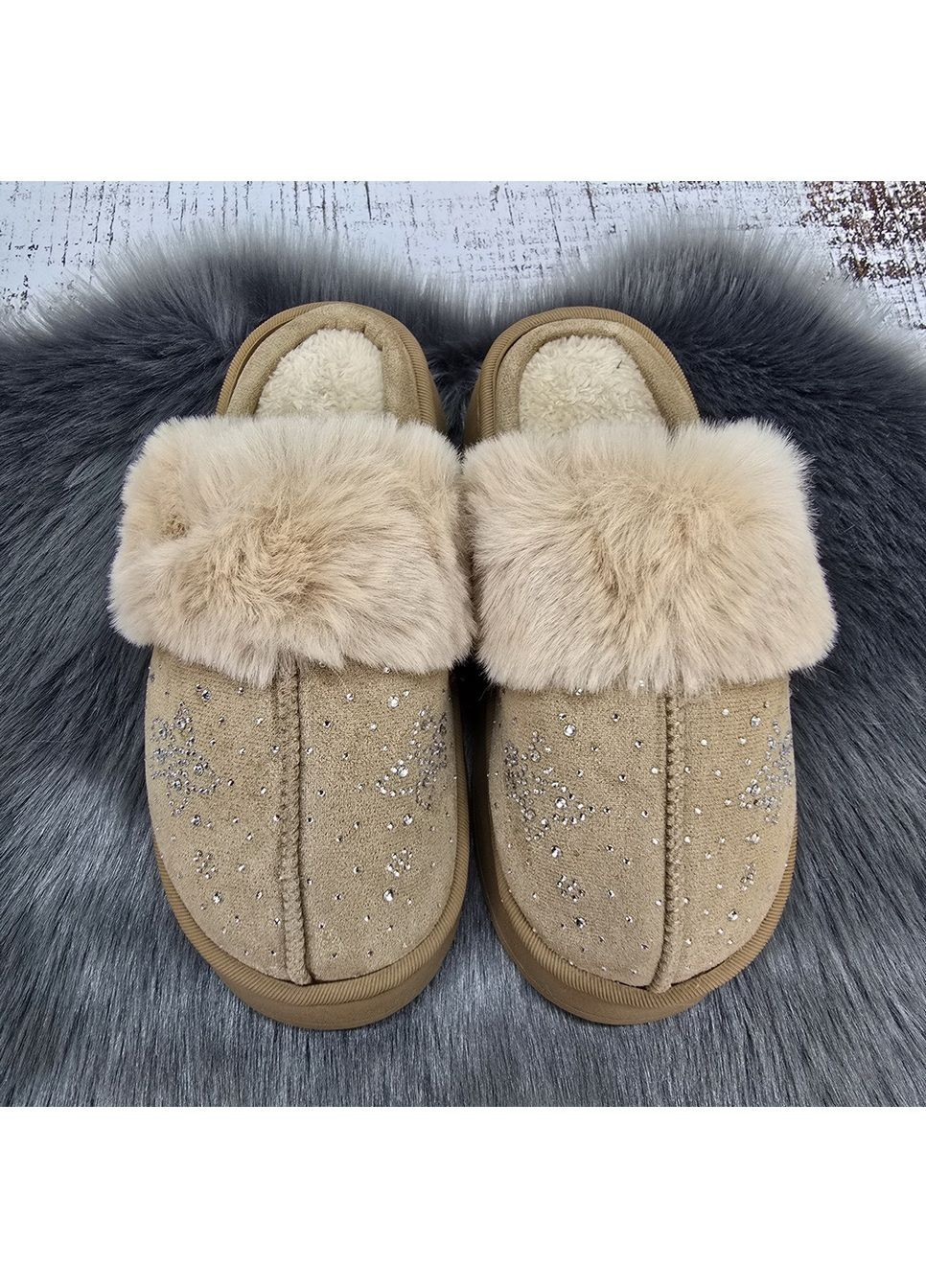 Бежевые тапочки домашние Fashion