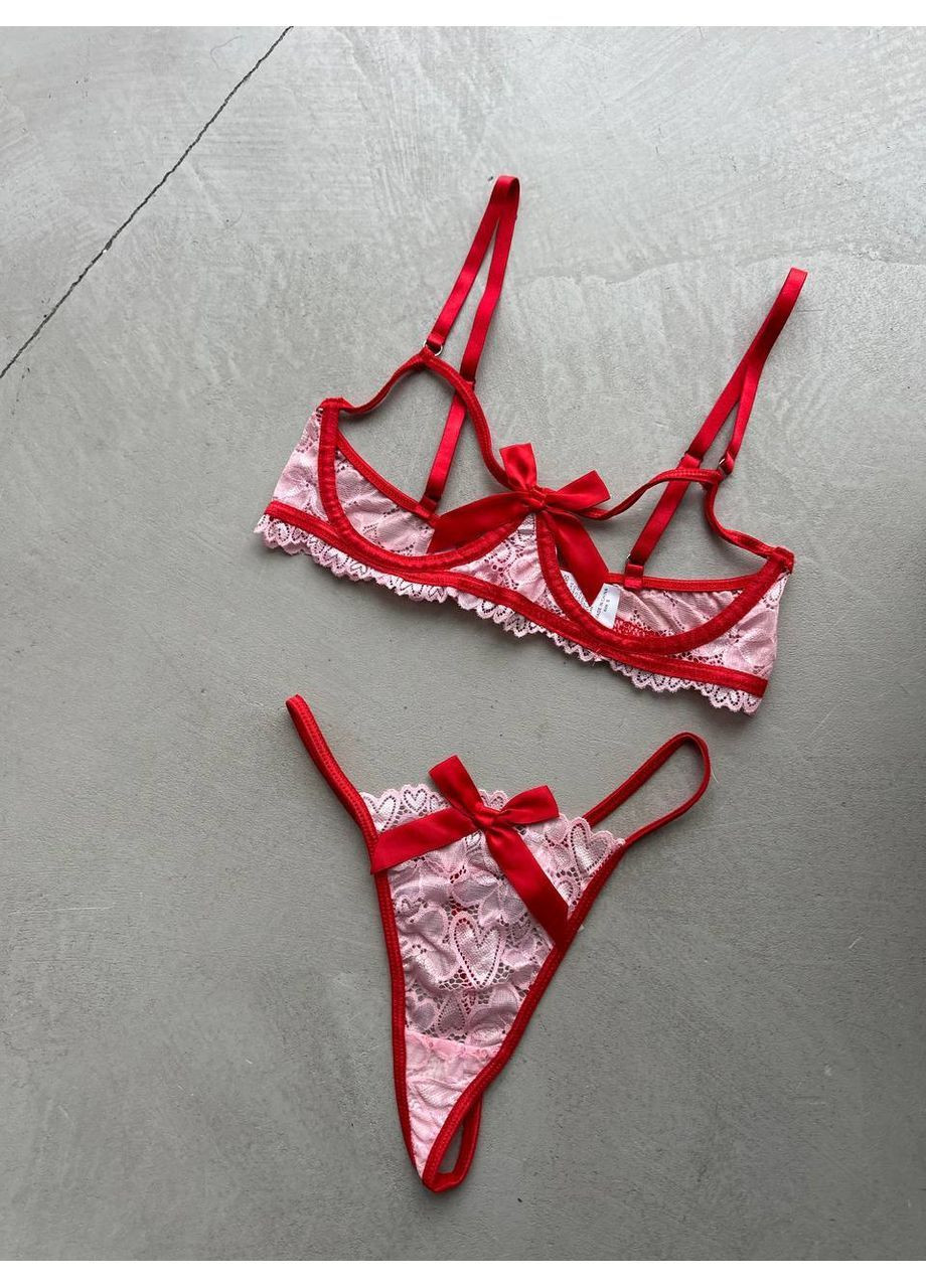 Червоний демісезонний комплект“kiss me” з відкритим бюстом Vakko