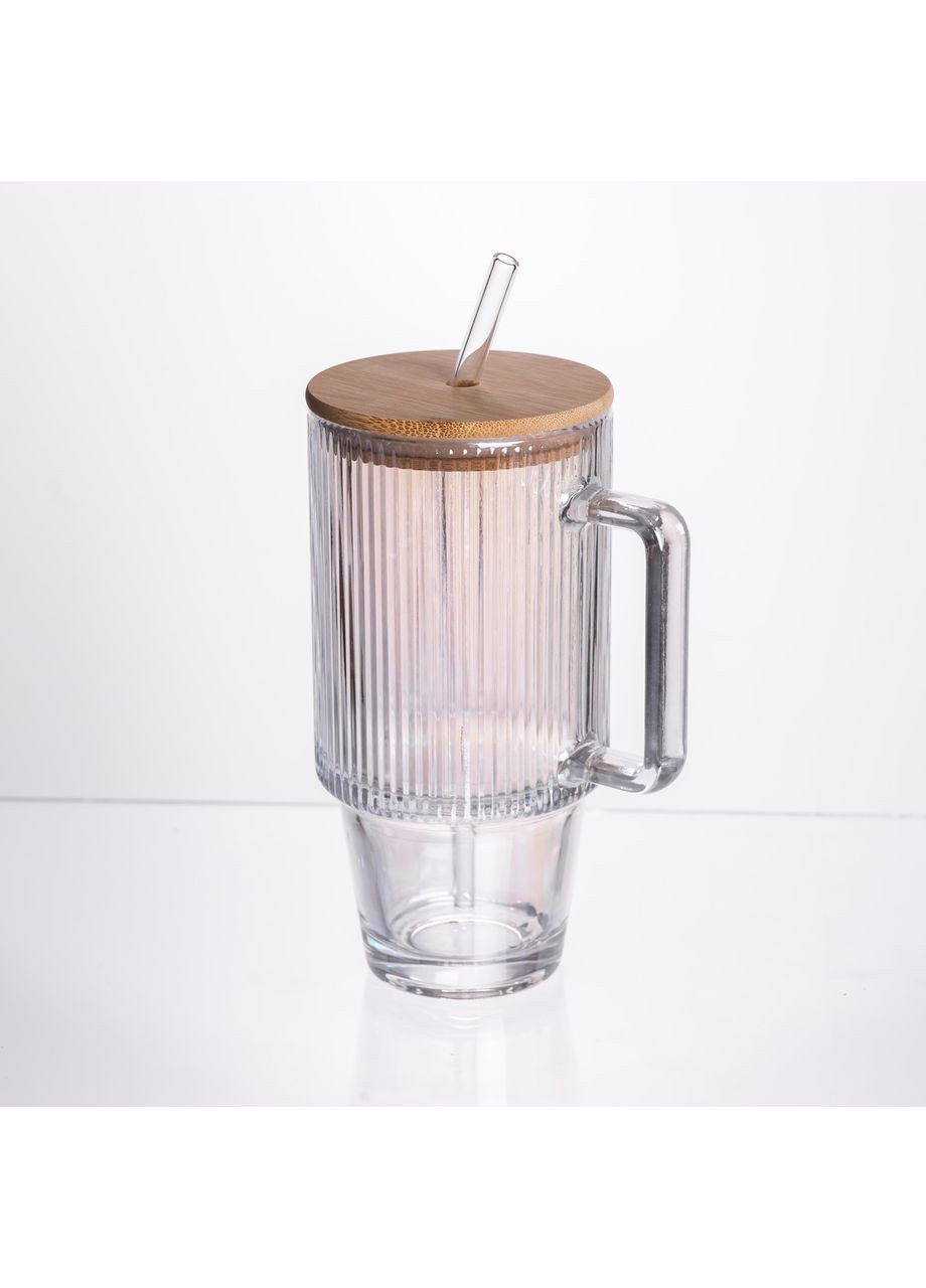 Кружка стеклянная с крышкой и трубочкой 750 (мл) HP-19-49 Yiwu (370675476)