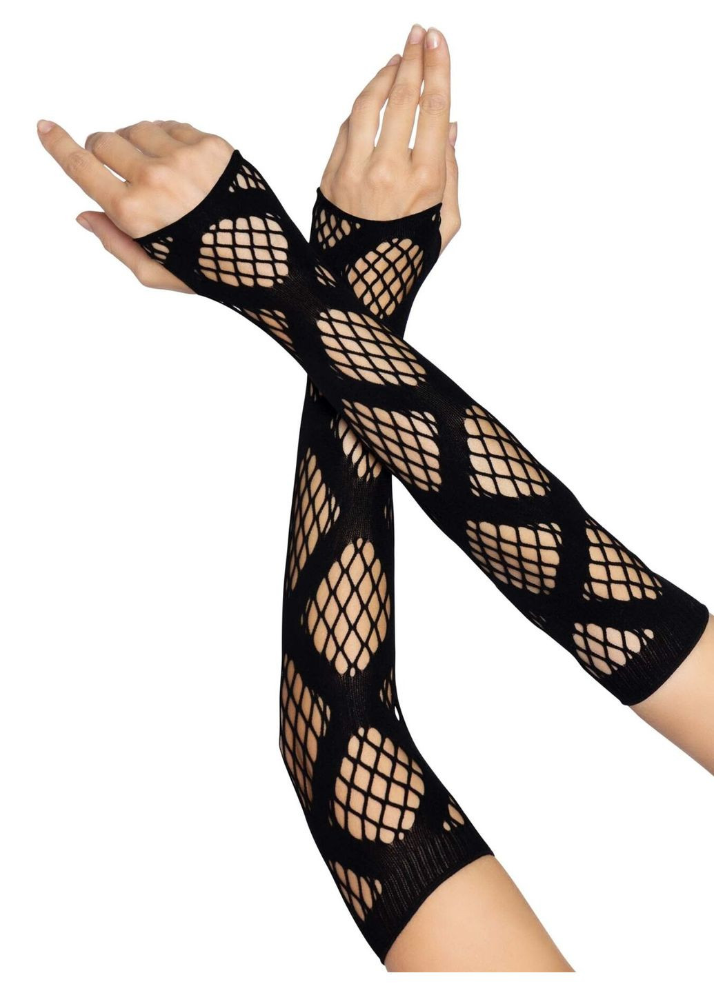 Черный демисезонный длинные митенки faux wrap net arm warmers большая сетка black one size - cherrylove Leg Avenue