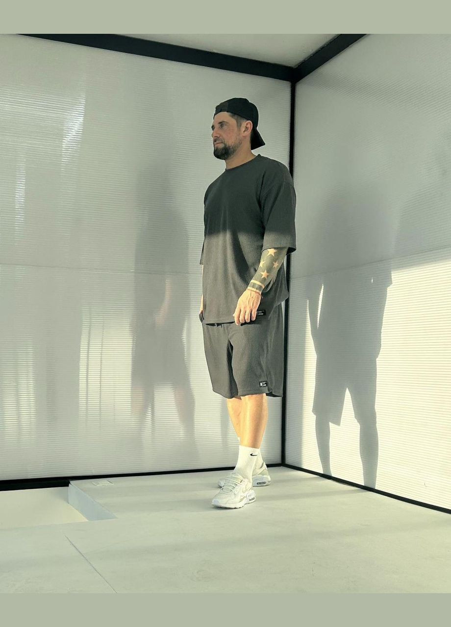 Графитовый летний костюм мужской - двойка, шорты + футболка с шортами JUGO NN_brand № 2059