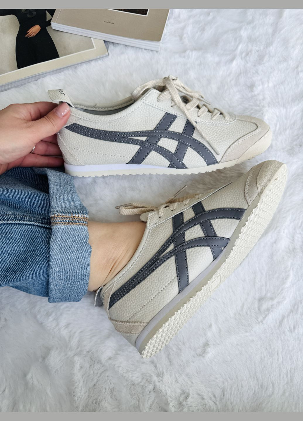Бежевые демисезонные кроссовки мужские и женские asics onitsuka tiger mexico beige | асикс онитцука тайгер бежевые No Brand