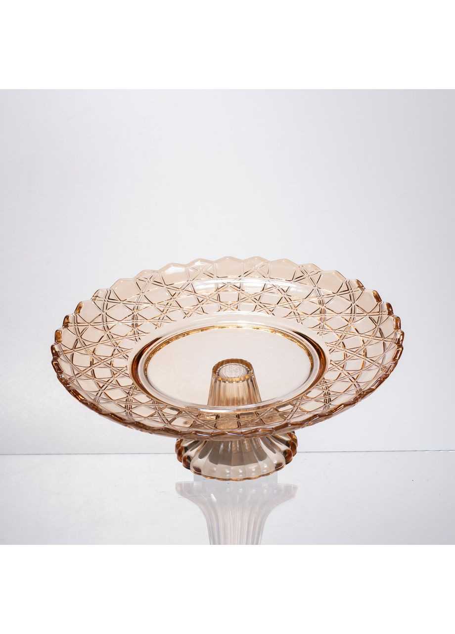 Фруктовница стеклянная на ножке Ø29 (см) круглая ваза конфетница для фруктов 64486-20 Yiwu (370802024)