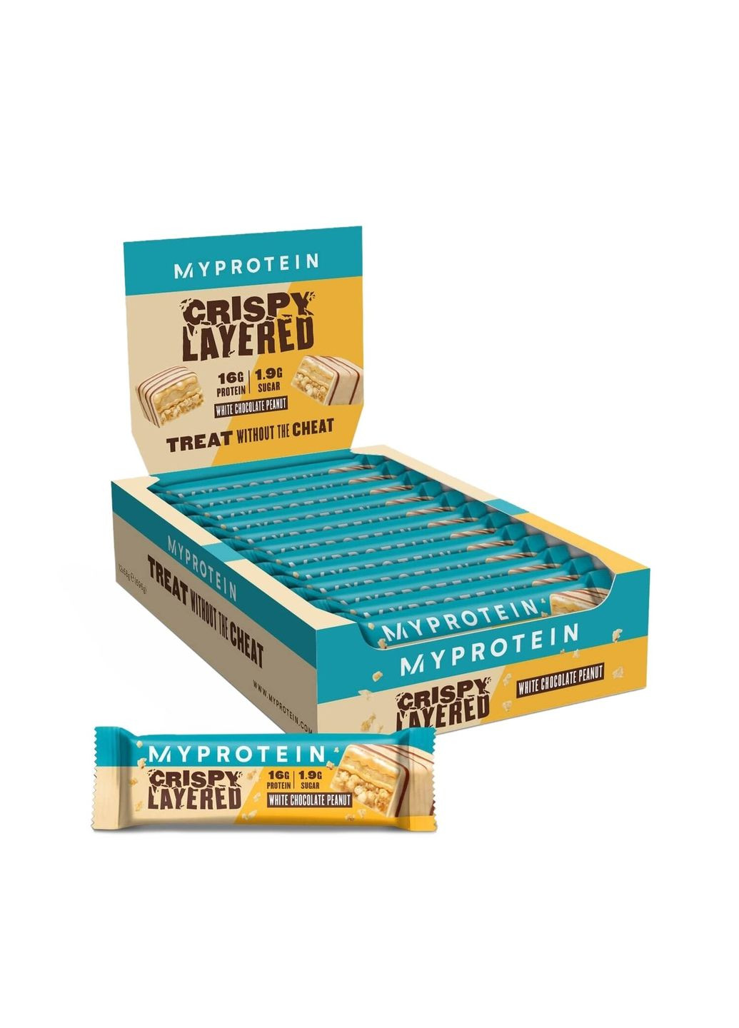Батончик MyProtein Crispy Layered, 12*58 грам - Білий шоколад-арахіс My Protein (337679156)