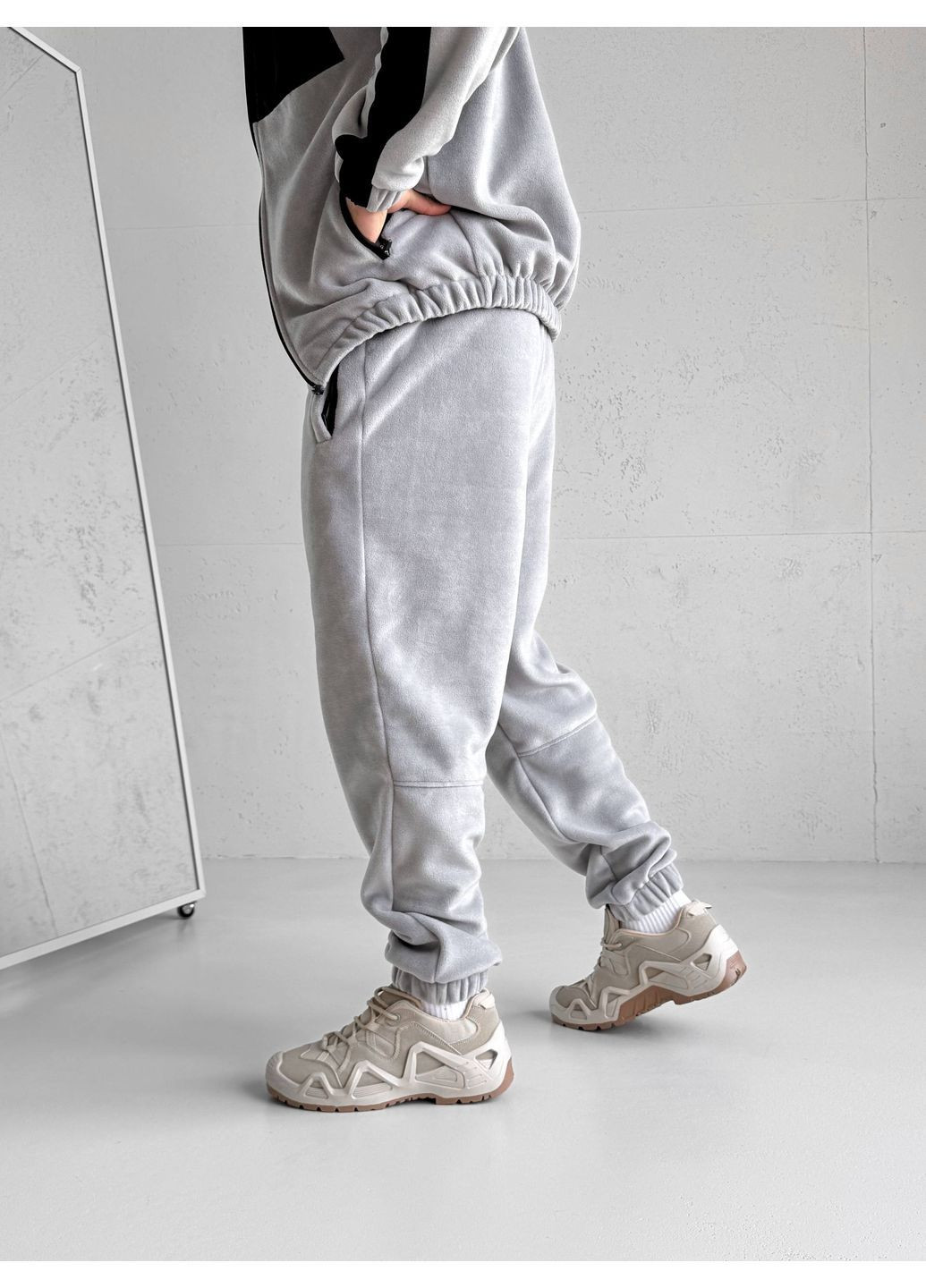 Зимовий чоловічий костюм Move фліс полар світло-сірий No Brand (365716049)