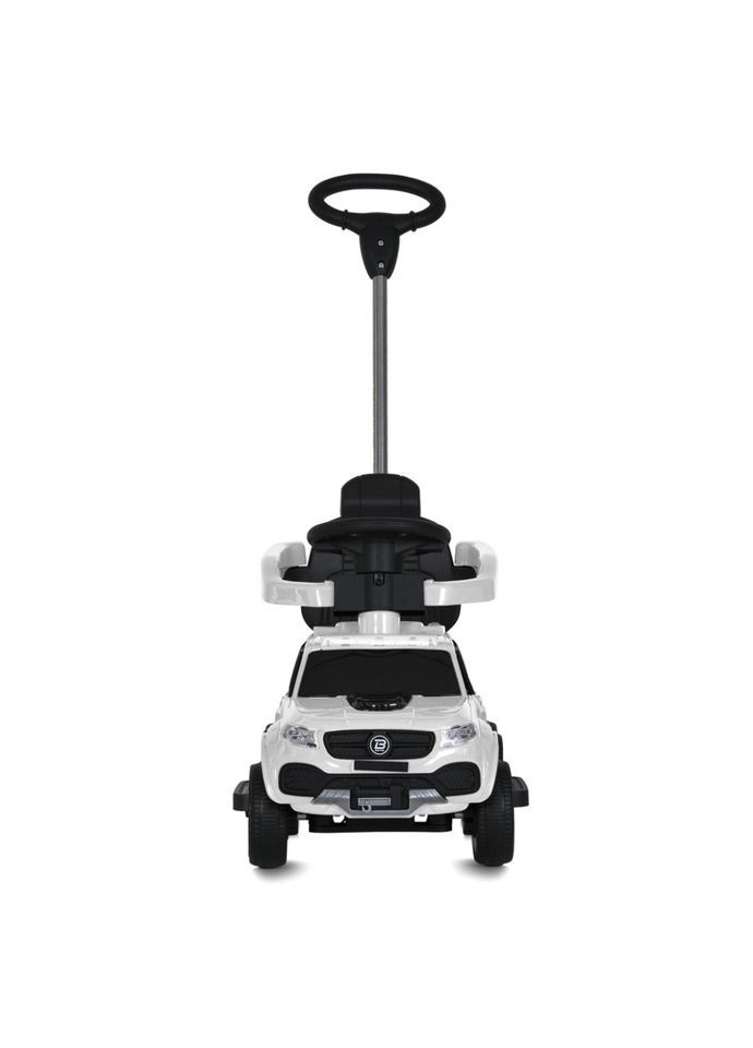Детская каталка-толокар с родительской ручкой белая для ребенка от 1 года с музыкальной панелью и фарами Bambi (368758716)