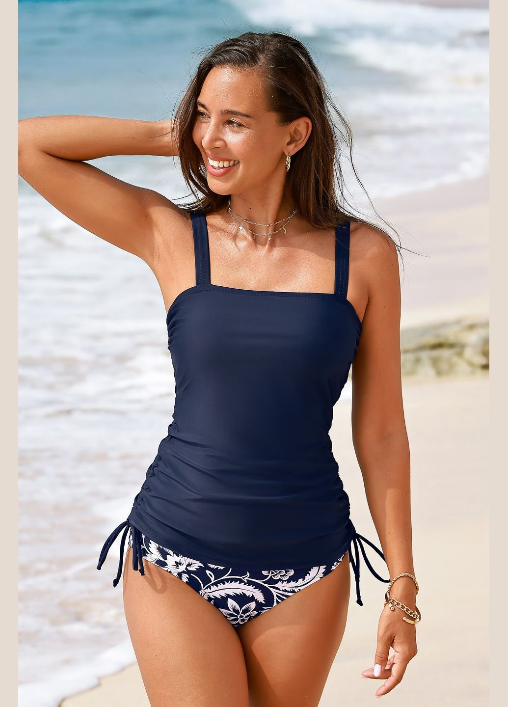 Темно-синій літній купальник (топ, труси) CUPSHE