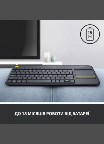 Клавіатура Logitech k400 plus touch wireless ua black (268142215)