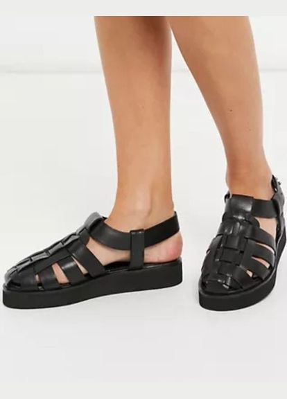 Босоніжки Asos mali fisherman flat shoe in black (290907850)