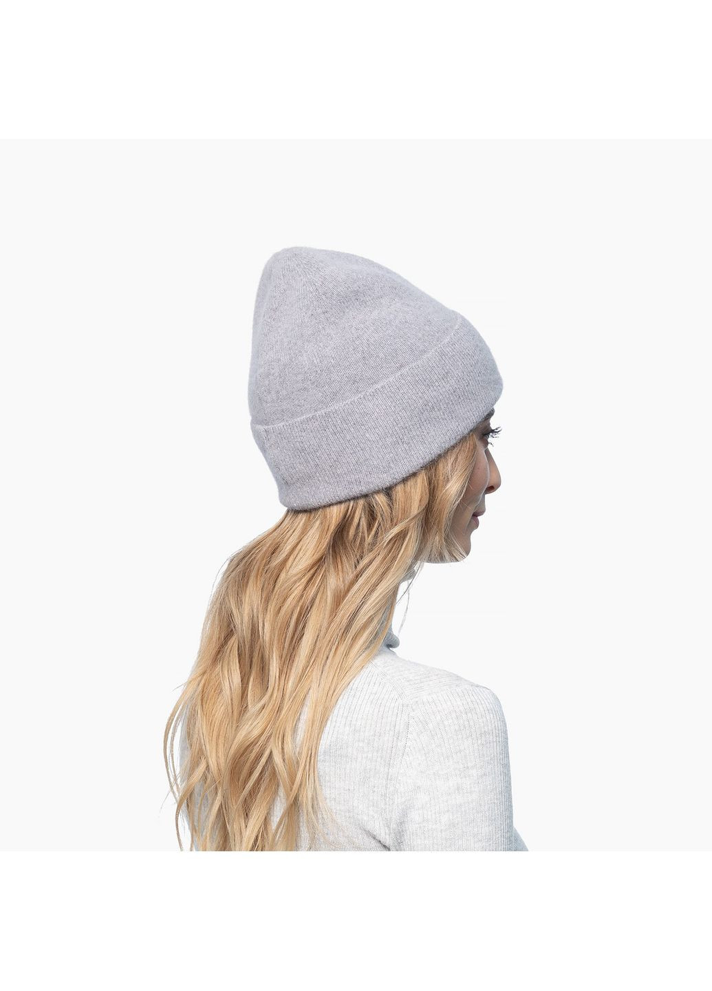 Шапка бини женская ангора серая JUNE LuckyLOOK 001-039 (322791479)