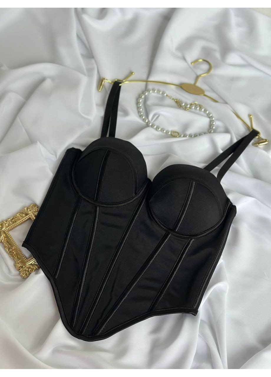 Корсет без бретелей / Корсет-бюстьє чорний класичний / Елегантний чорний топ-корсет push-up No Brand (370976326)