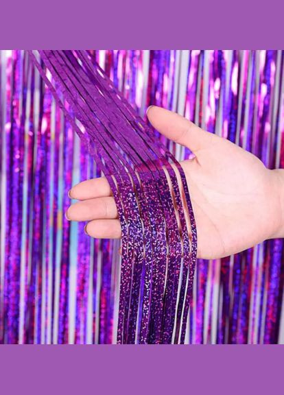 Гирлянда дождик с голограммой 2м на 1м фиолетовый Jannet Дощик (316395660)