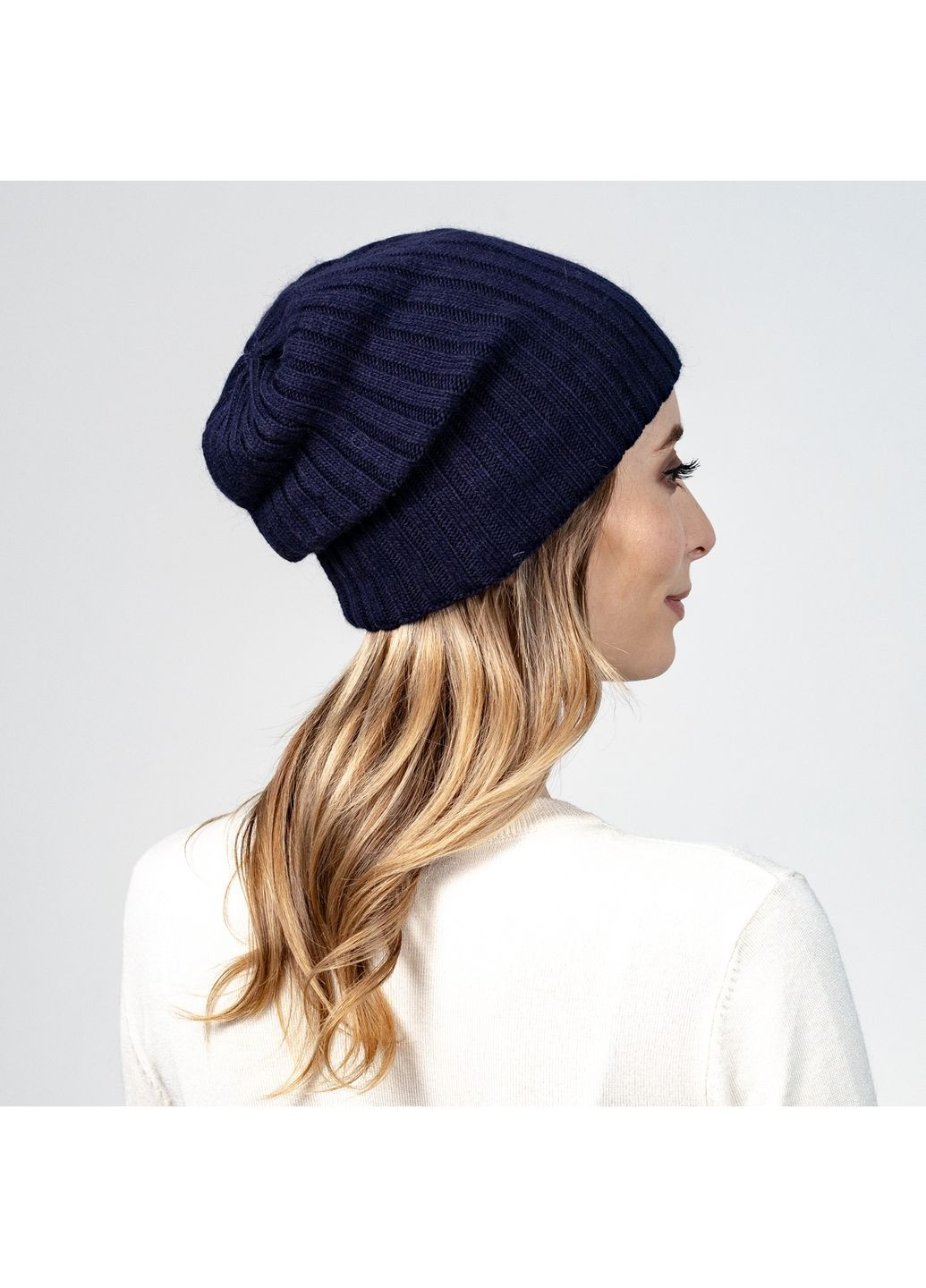 Шапка ковпак жіноча вовна синя LIORA LuckyLOOK 947-346 (322789501)