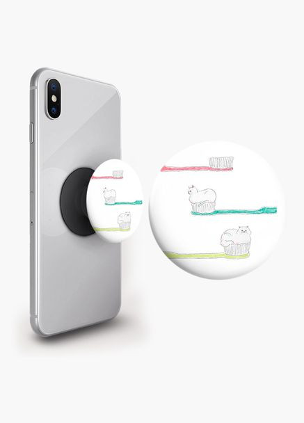 Попсокет держатель для смартфона (Popsockets) Зубная щетка Черный No Brand (302085989)