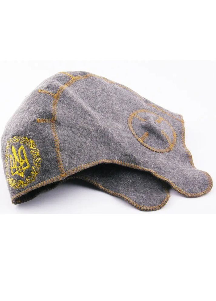 Шапка для лазні та сауни “Танкіст” натуральна повсть Сіра | Аксесуар для лазні, сауни, парної No Brand (305774462)