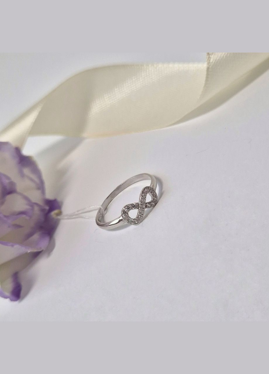 Серебряное кольцо Бесконечность с Белыми камнями размер серебро 925 пробы Родированное 1118r 0.95г Nobrand (363969144)