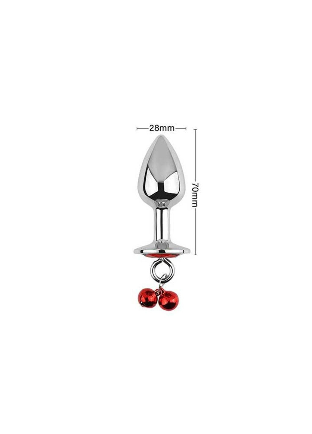 Червона металева анальна пробка з дзвіночками - 2,8*7 см - Анальні іграшки No Brand (288538253)