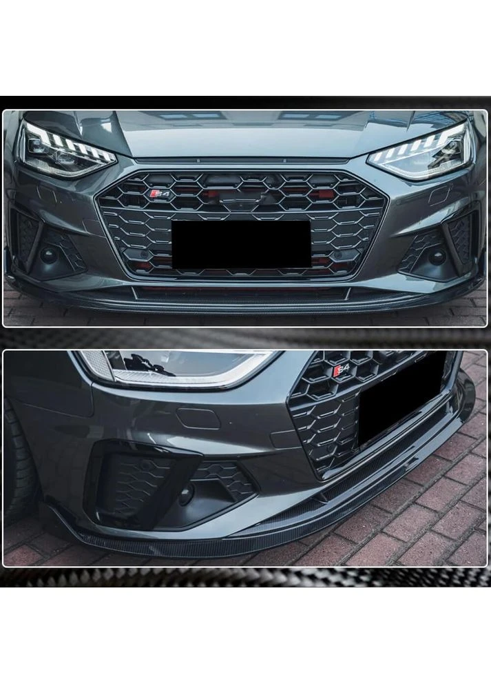 Накладка на передний бампер Lip V1 (для S-Line Sedan 2019-2024, Карбон) для Ауди A4 B9 гг A+ (390718414)