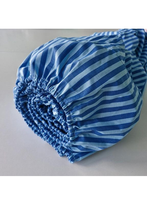 Простыня на резинке Бязь Синий страйп 120х200х25 см MERISET (369775522)