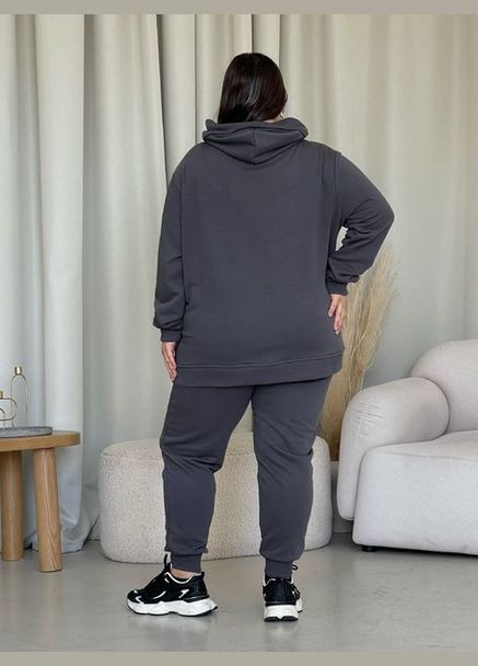 Женские спортивные штаны джогеры больших размеров двухнитка серые You Best (332621168)