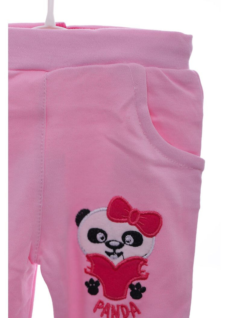 Розовые демисезонные зауженные штаны для девочки трикотажные с пандой розовый 68 см (37350) BABYKROHA