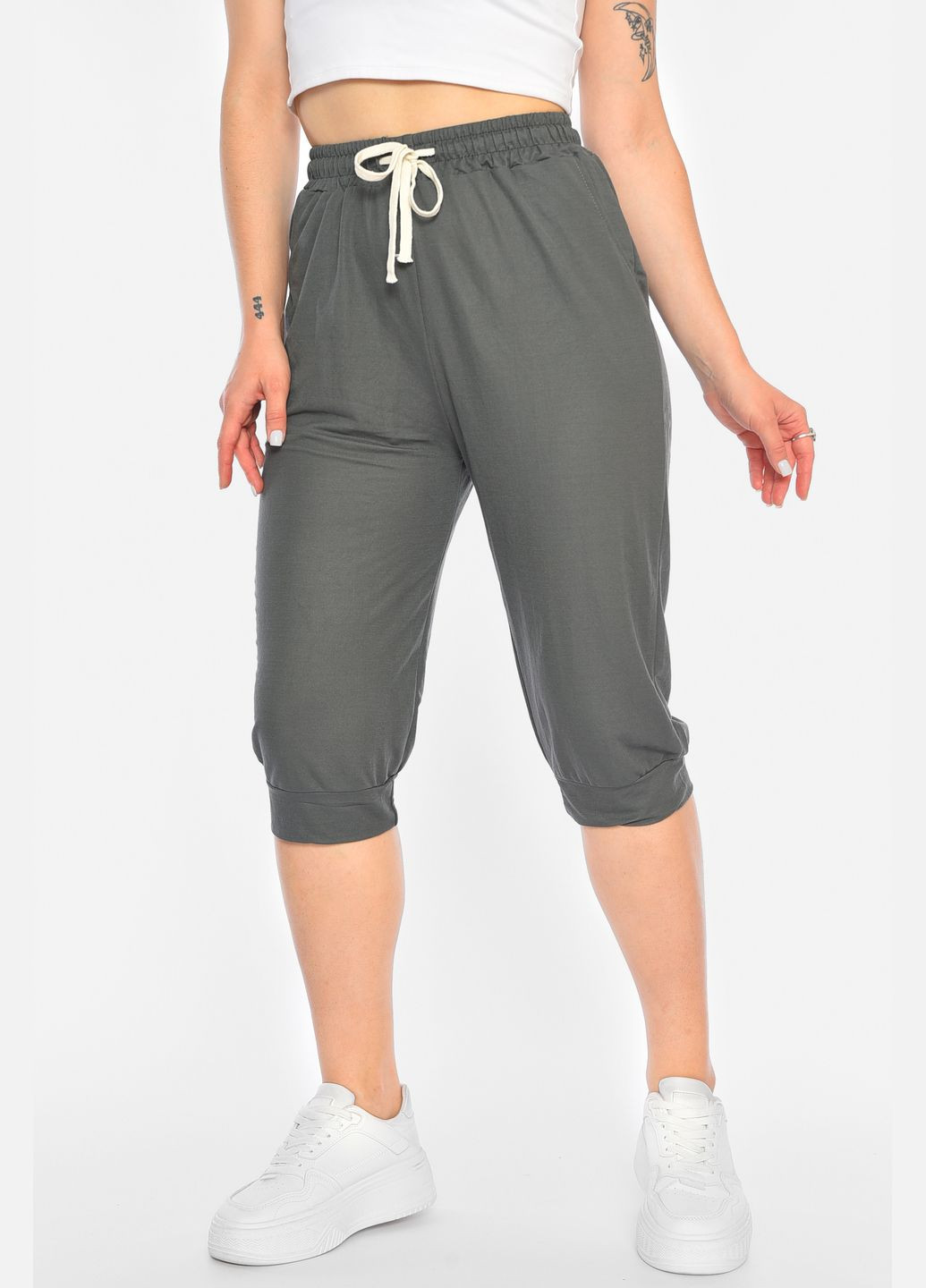 Бриджі жіночі батальні темно-сірого кольору Let's Shop (305196766)