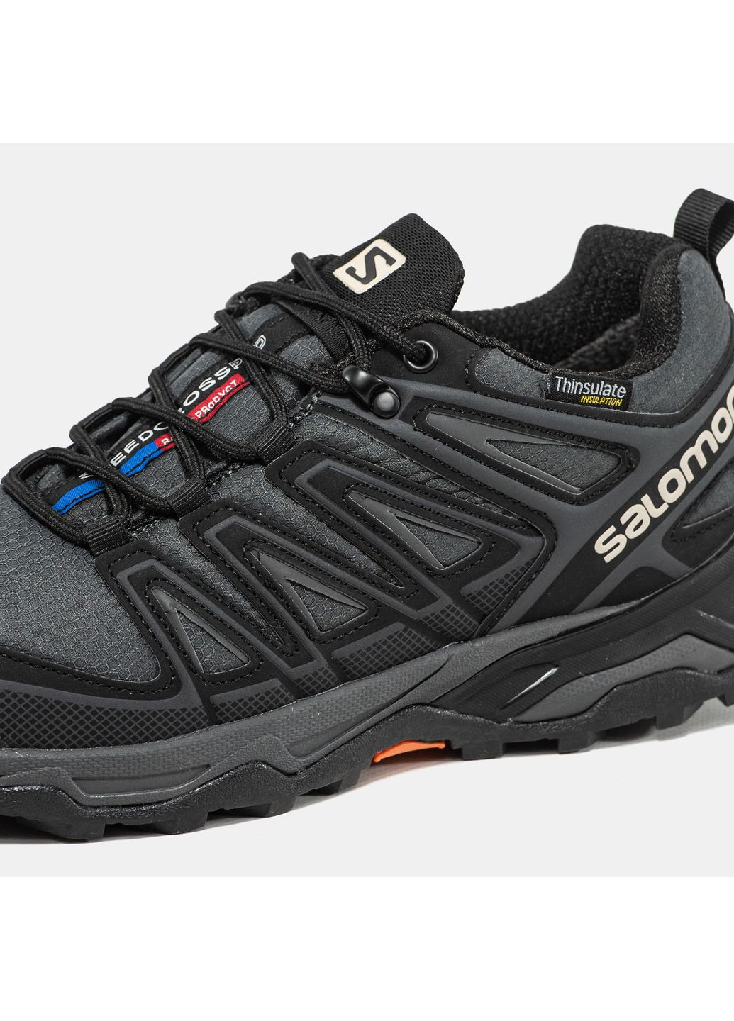 Черные демисезонные кроссовки мужские salomon speed cross pro gore-tex thinsulate grey black | саломон спид кросс про черные No Brand