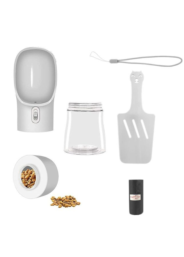 Пляшка-поїлка для тварин Semi Pets Feeder 255 мл + 200 мл 2 відділення, Blue з пакетами та лопаткою Semi Line (324608799)