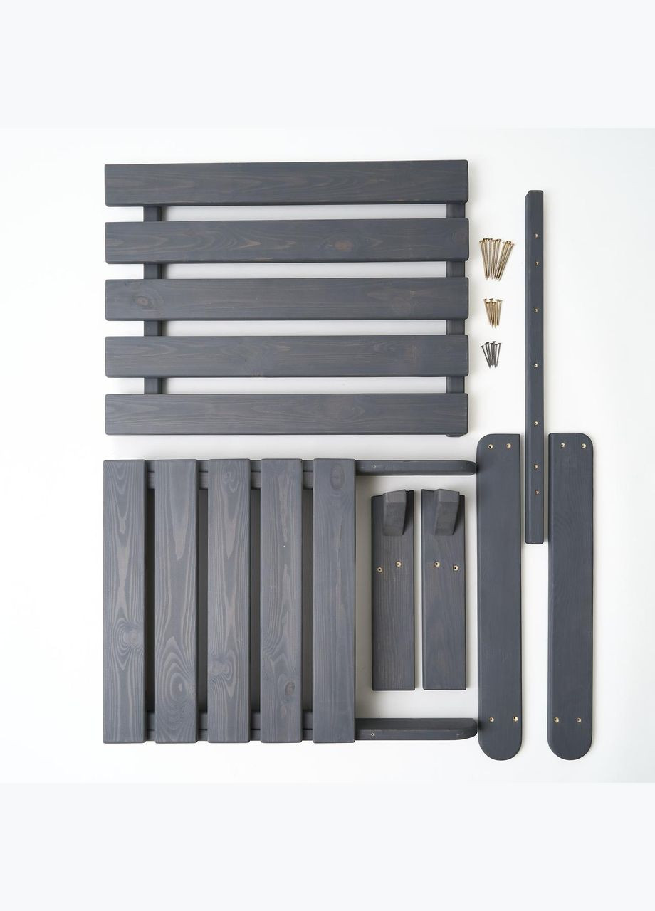 Кресло дачное деревянное складное шезлонг для зоны отдыха дома, дачи, сада, веранды из сосны, цвет графит No Brand (346530770)