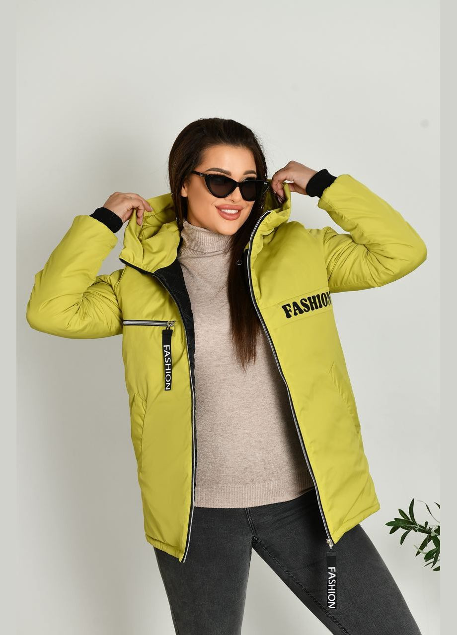 Жовта женская короткая куртка цвет лайм р.48/50 449637 New Trend