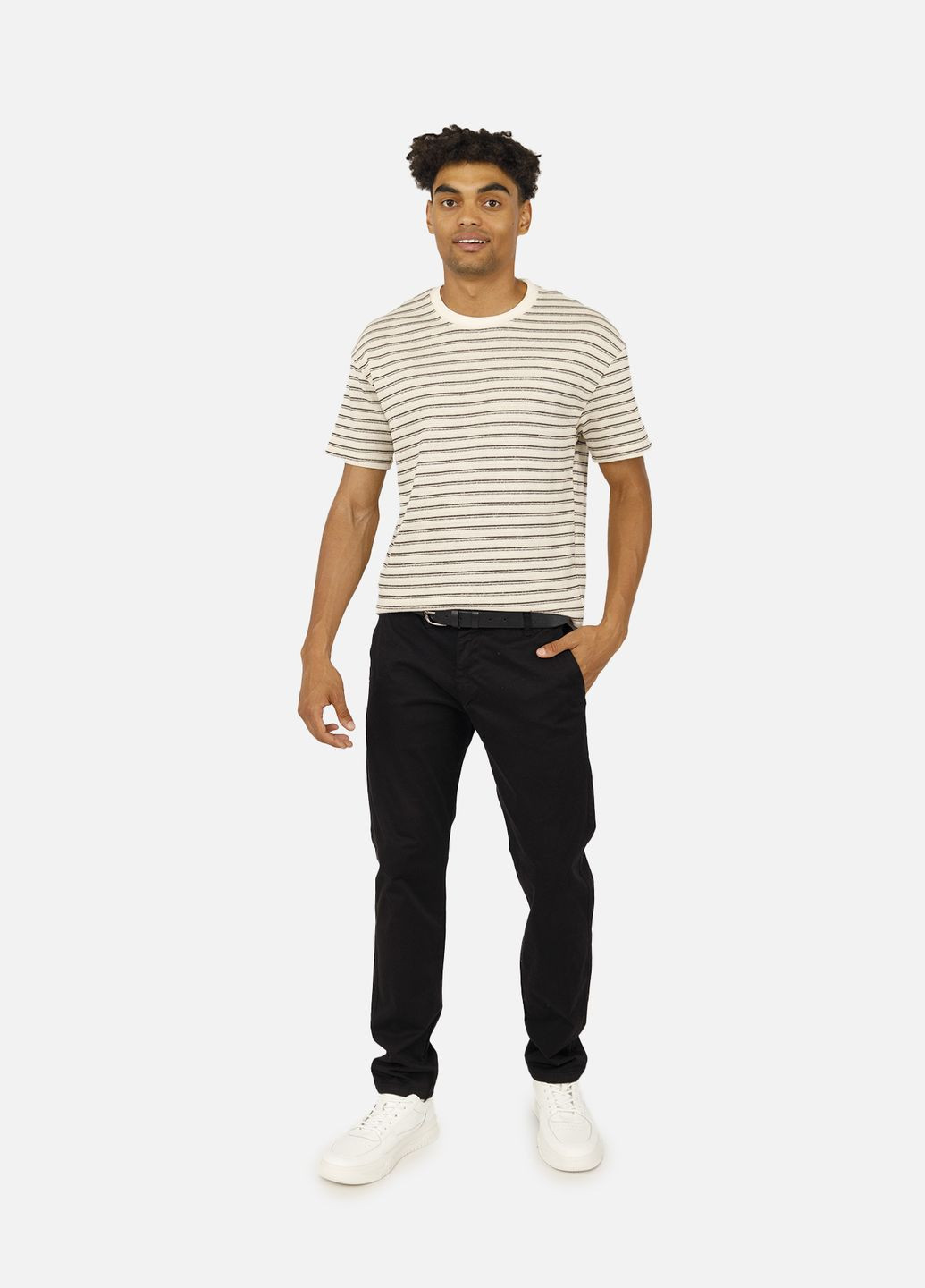 Молочная мужская футболка с коротким рукавом цвет молочный цб-00258012 AXION+PLUS