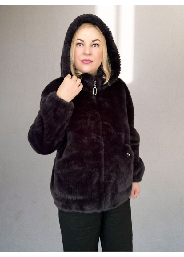 Женская короткая шуба с капюшоном Норка Баклажан No Brand (363975783)
