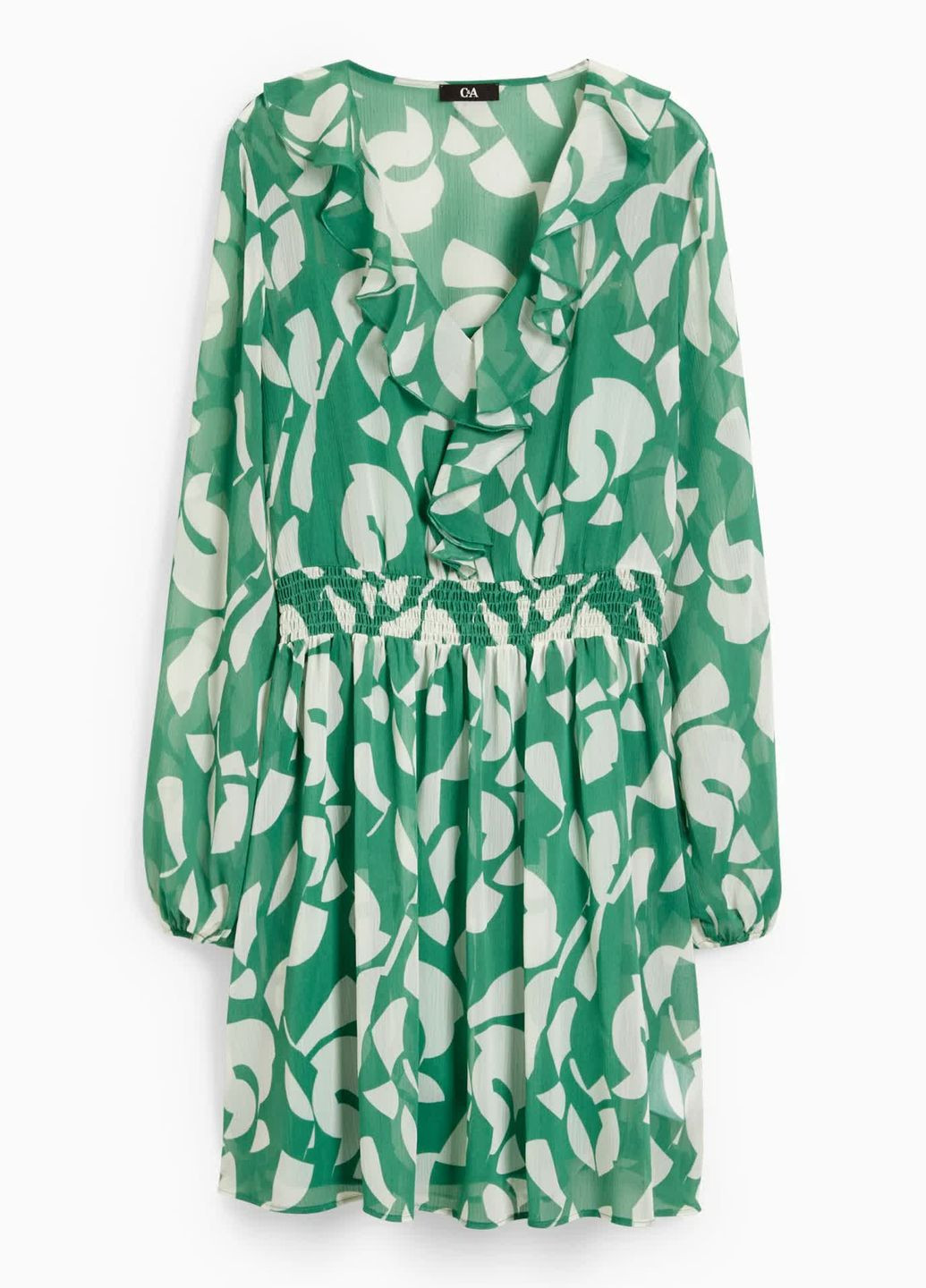 Зеленое кэжуал шифоновое платье C&A однотонное