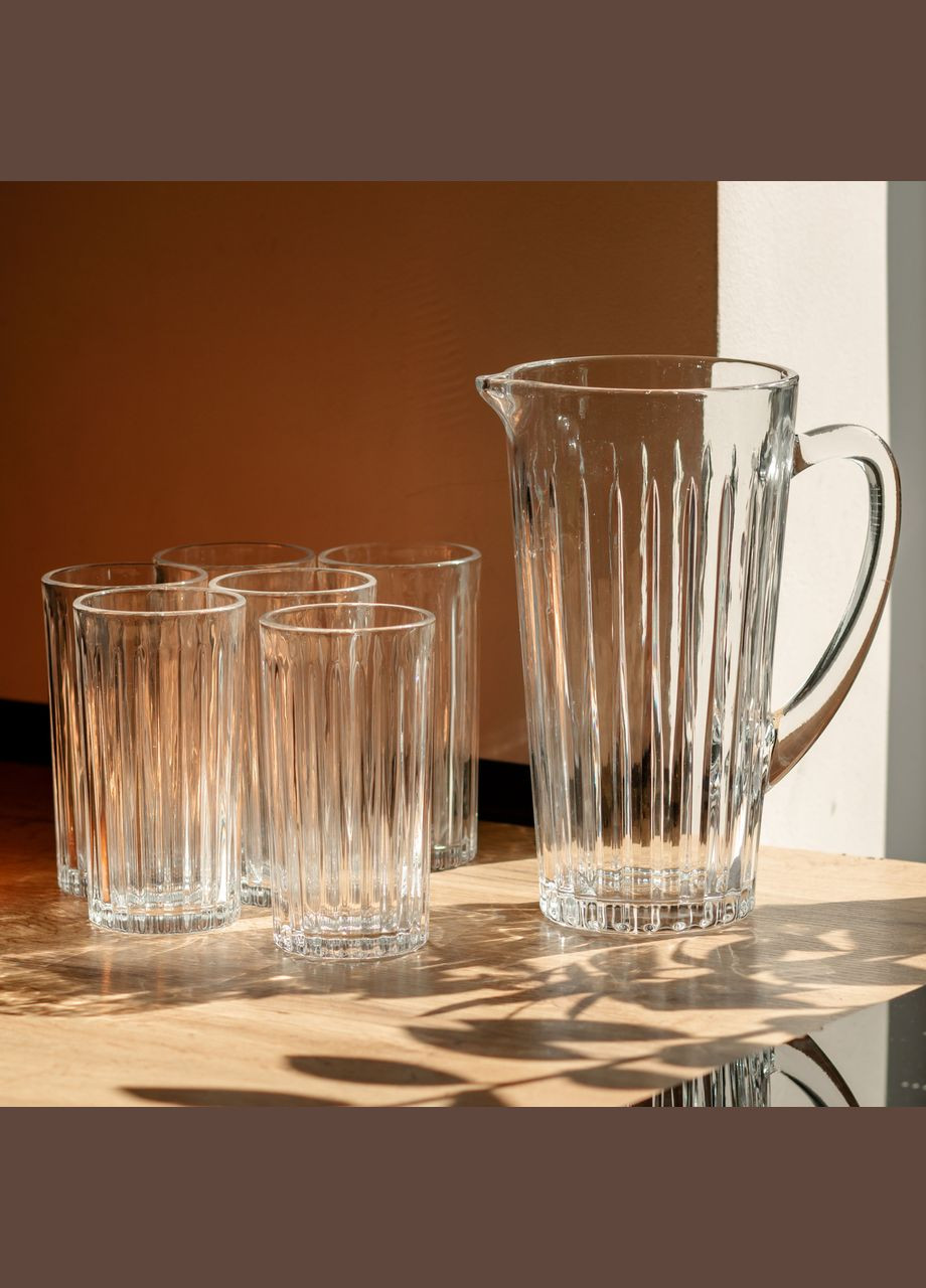 Глечик 1.2 літра зі склянками 6 штук по 320 мл графин для компоту соку води лимонаду Yiwu (354203267)