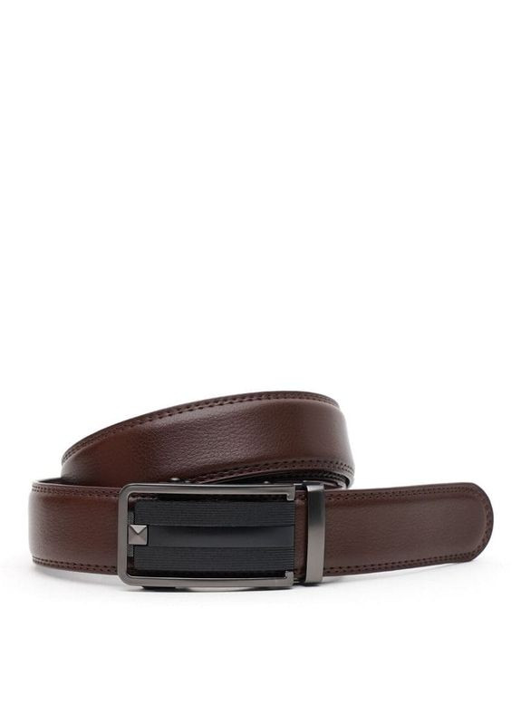 Мужской ремень кожаный с пряжкой автомат V1GKX44 Коричневый Borsa Leather (302971876)