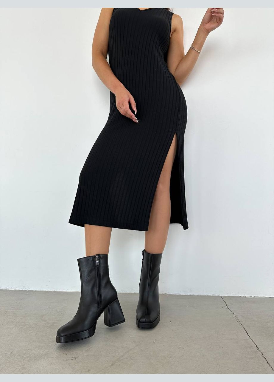 Чорні зимня стильні жіночі ботильйони No Brand