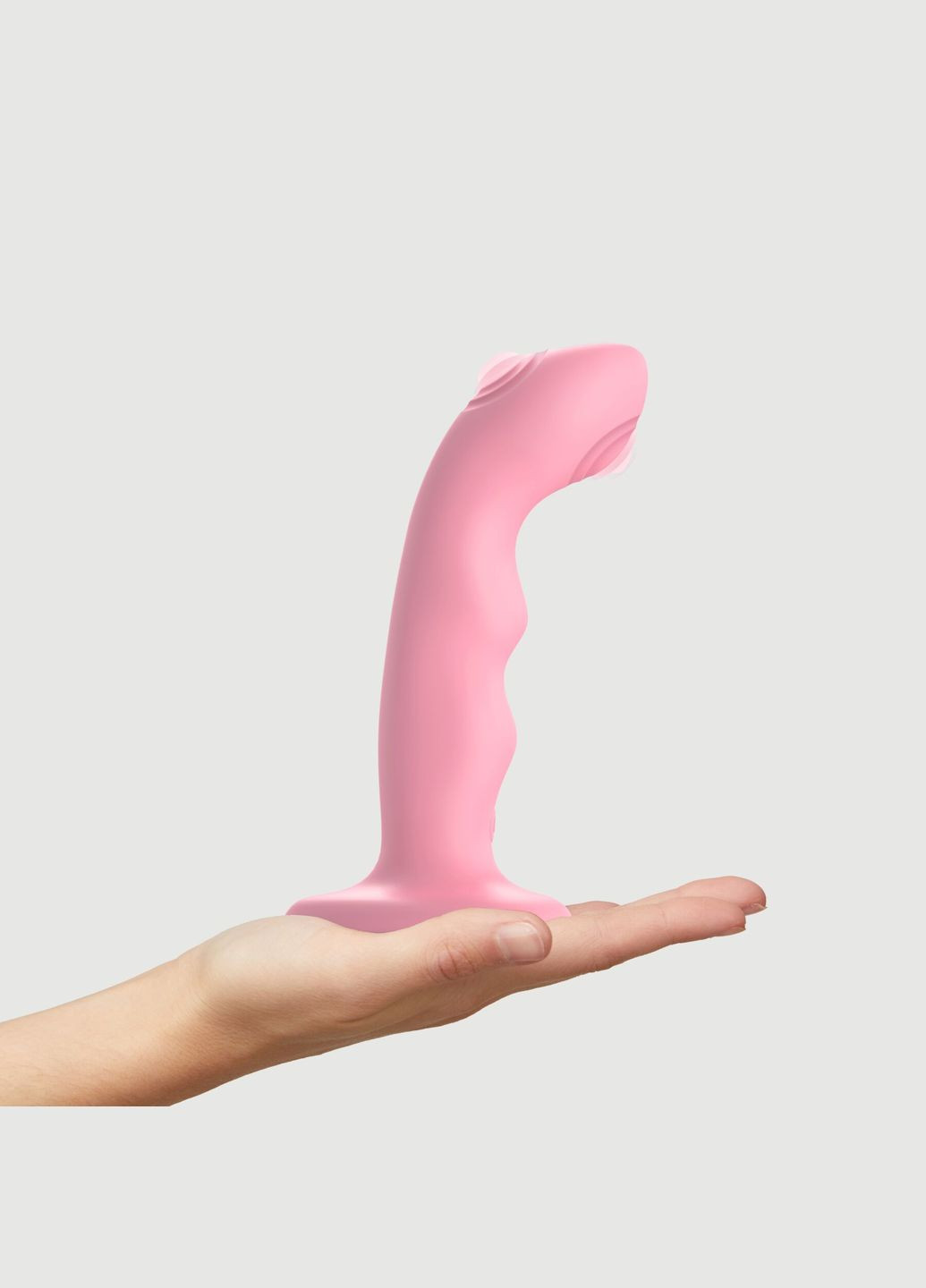 Насадка для страпона с двойной пульсацией точечной TAPPING DILDO WAVE – CORAL PINK Strap-On-Me (297202253)