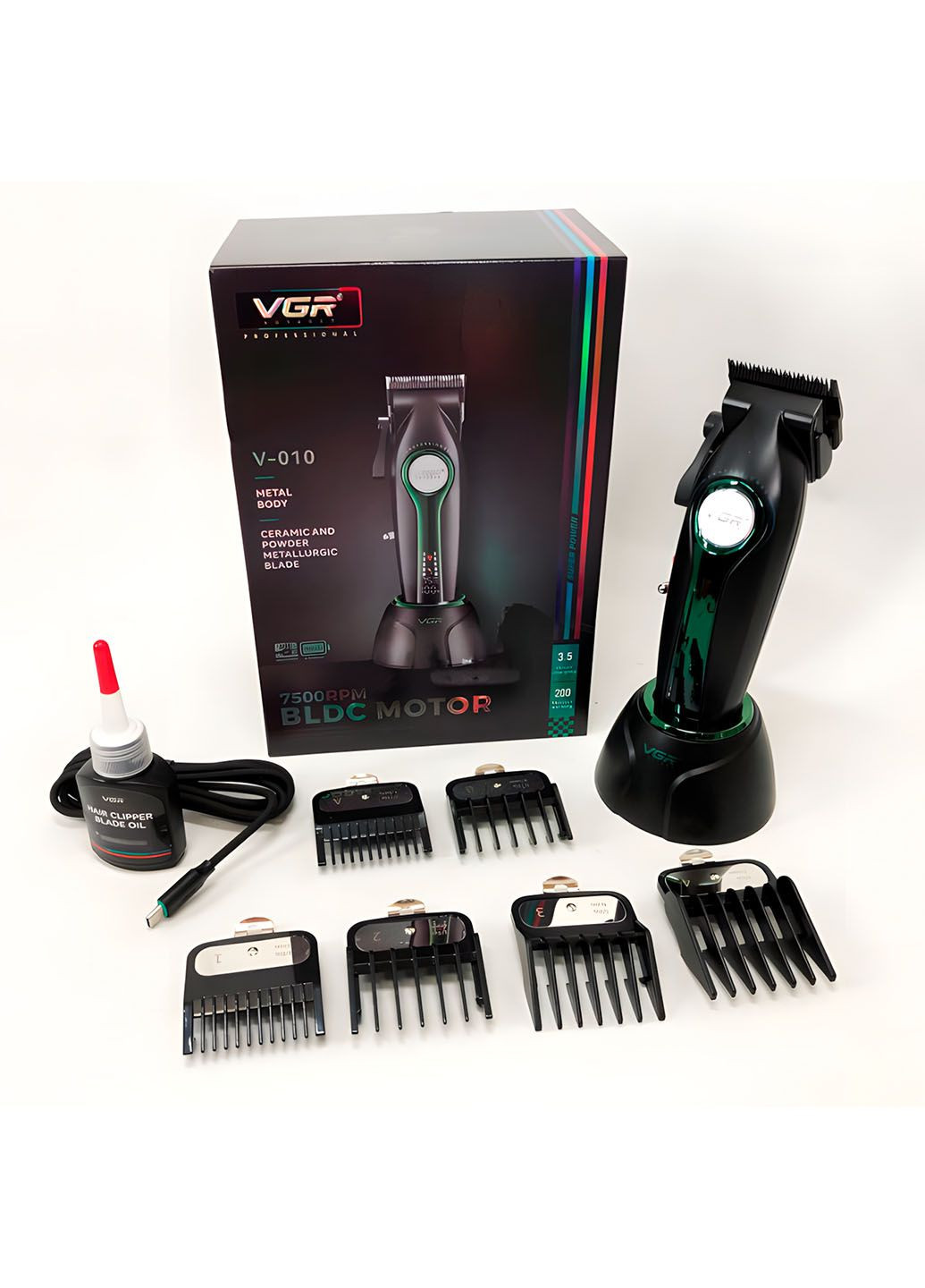 Профессиональная машинка для стрижки с насадками для головы, бороды и бровей. VGR V-010 (348059033)