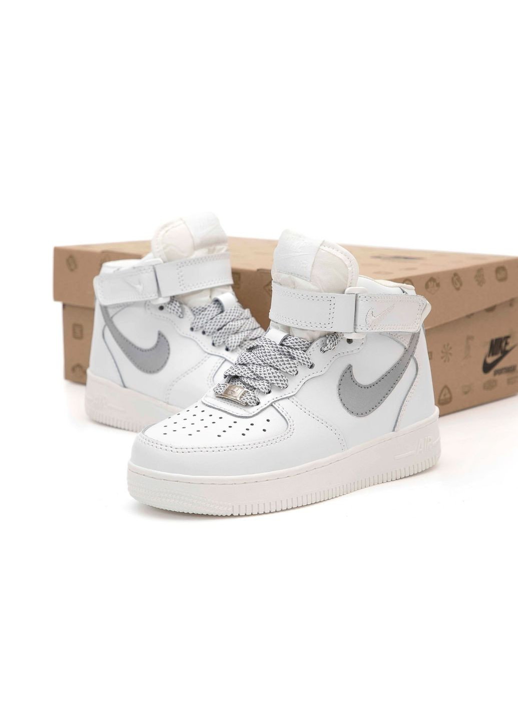 Белые зимние кроссовки зимние мужские и женские nike air force 1 winter high white fur | найк аир форс 1 высокие белые с мехом No Brand