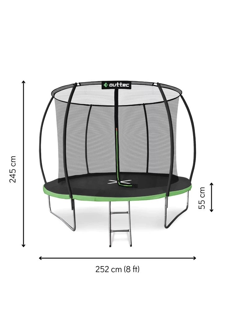 Батут Premium 8ft (252см) чорно з внутрішньою сіткою Outtec (301538449)